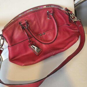 Tignanello Leather Red Purse striped lining